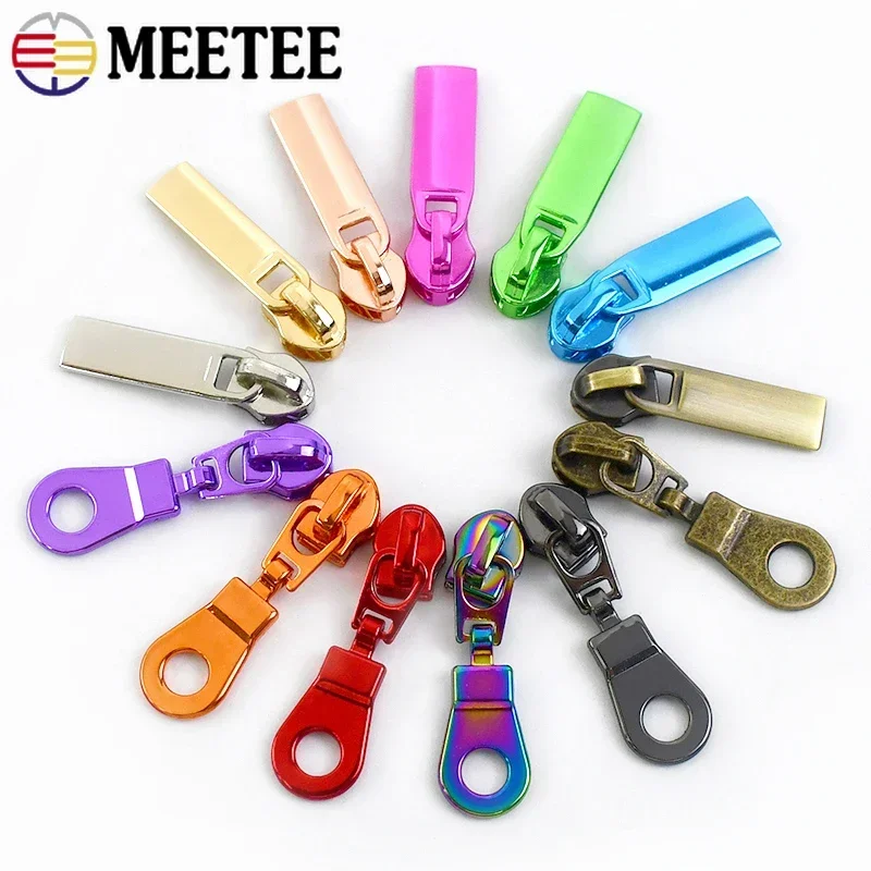 5/10Pcs 5# Metal Zipper Puller For Sewing Nylon Zippers Tapes Coat Zip Slider Shoes Bag Zips Repair Kit DIY Hardware Accessories