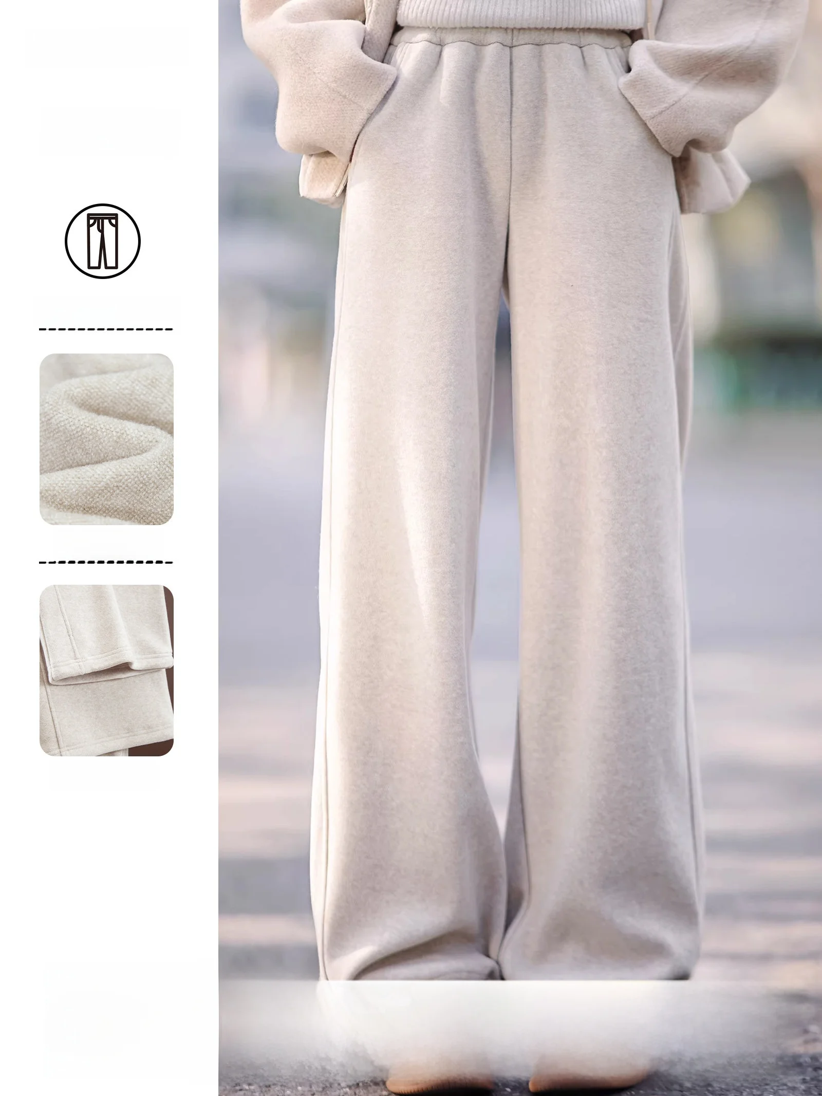 

Zhaodaixi Women's Thi Fce Sweatpants Warm Upade Lightweight Comfortable High-Rise Fce-Lined Straight Leg Pants