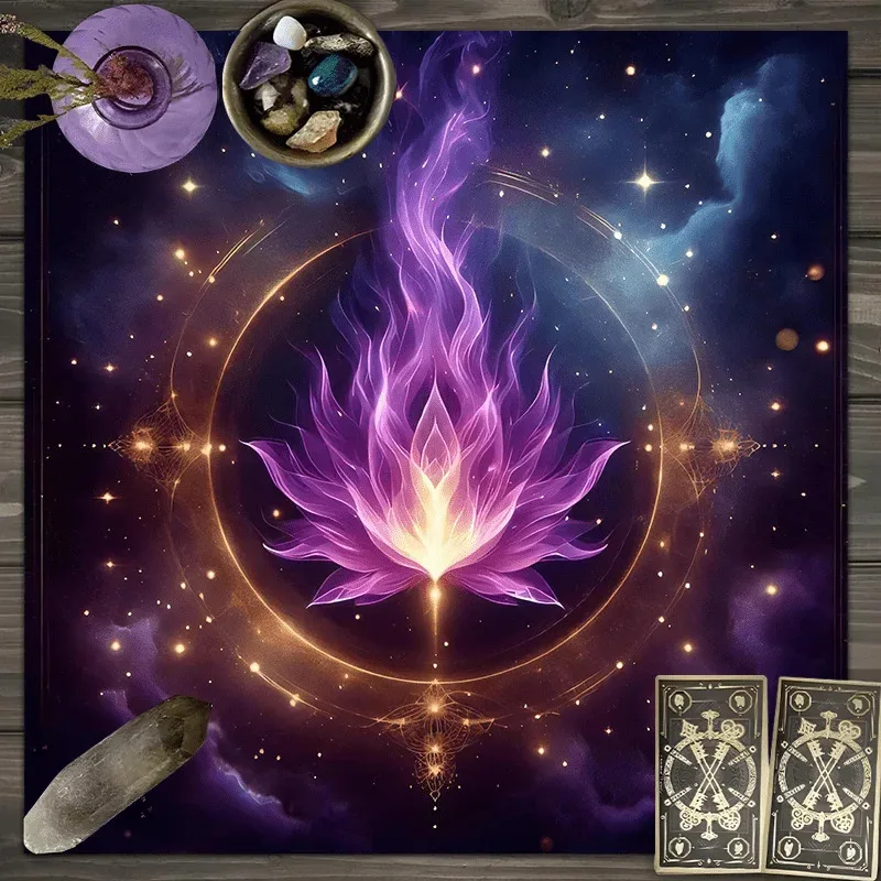 【Lotus Starry Sky】Tarot Tablecloth, Universal for Astrology, Witchcraft & Board Games, Durable & Stain-Resistant Tablecloth