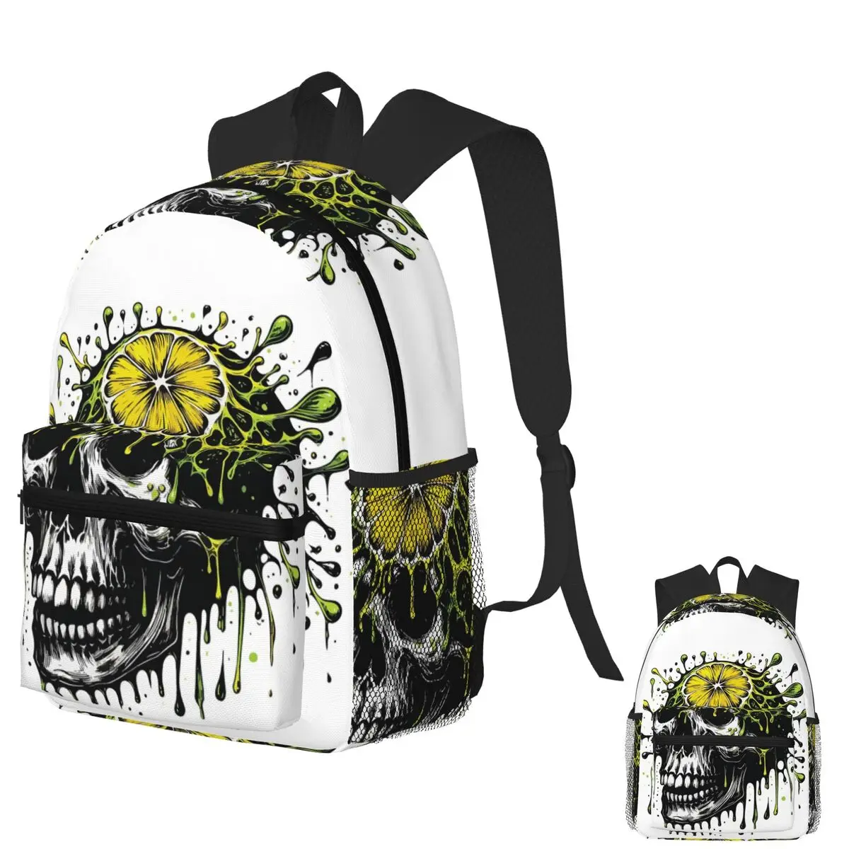 

Студенческий рюкзак с лимонным черепом, школьная сумка, походный дорожный рюкзак для мужчин и женщин, модная сумка для книг, сумки на плечо