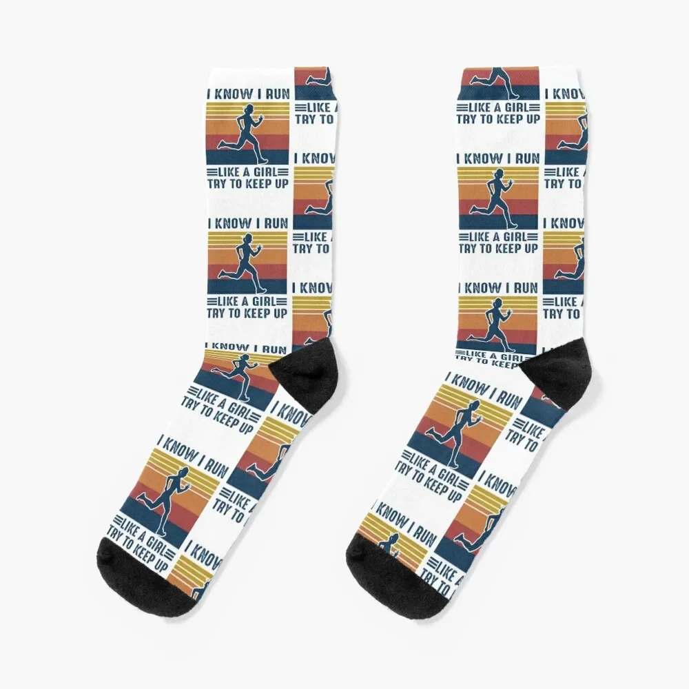 

I know I run like a girl -Try to keep up Socks floral tennis Socks Men Women's