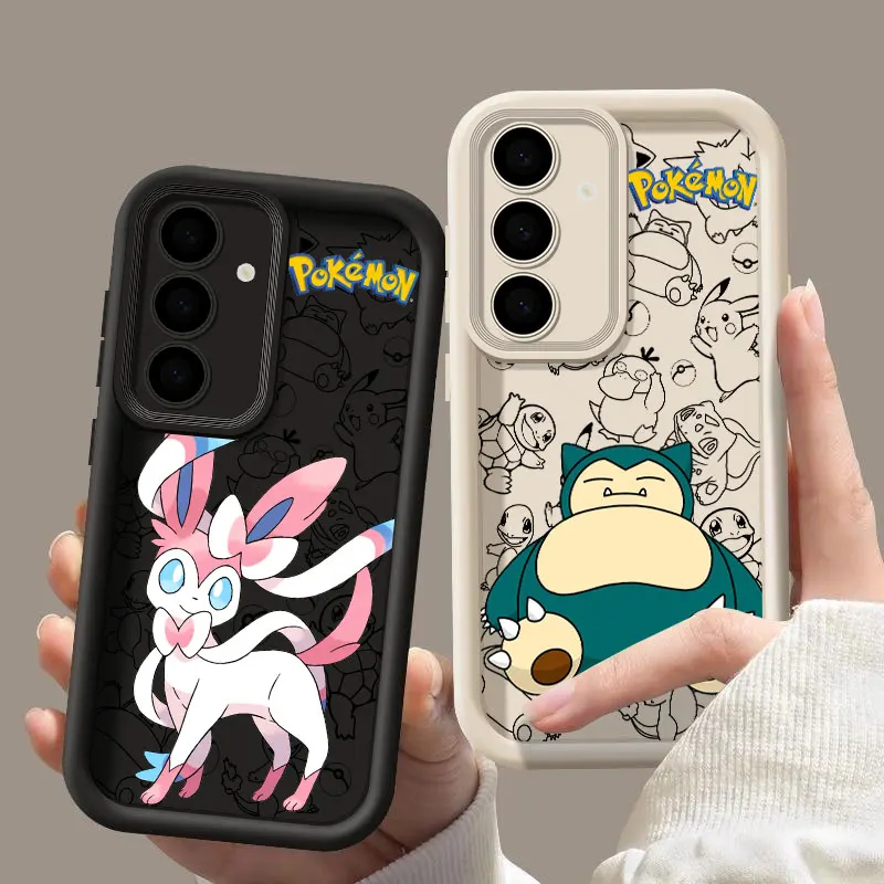 Pokemon Sylveon Snorlax Squirtle S24FE Phone Case For Samsung Galaxy S24 S23 S21 S20 Fe S25 Ultra S22 Plus Shockproof Back Cover