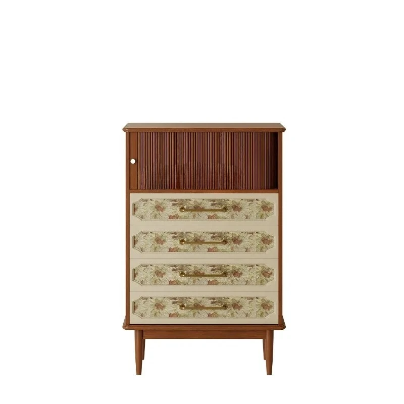 

Retro printed chest cabinet designer design living room wall locker storage cabinet