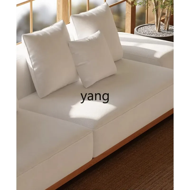 LTT All Solid Wood Straight Row Large Villa Living Room Style Small Apartment Minimalist Sofa