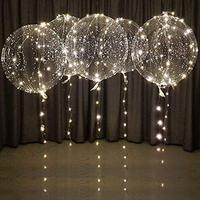 3set Transparent Led Balloons Light Up Balloons With Light Strap Bobo Balloons For Party Birthday Anniversary Wedding Decoration