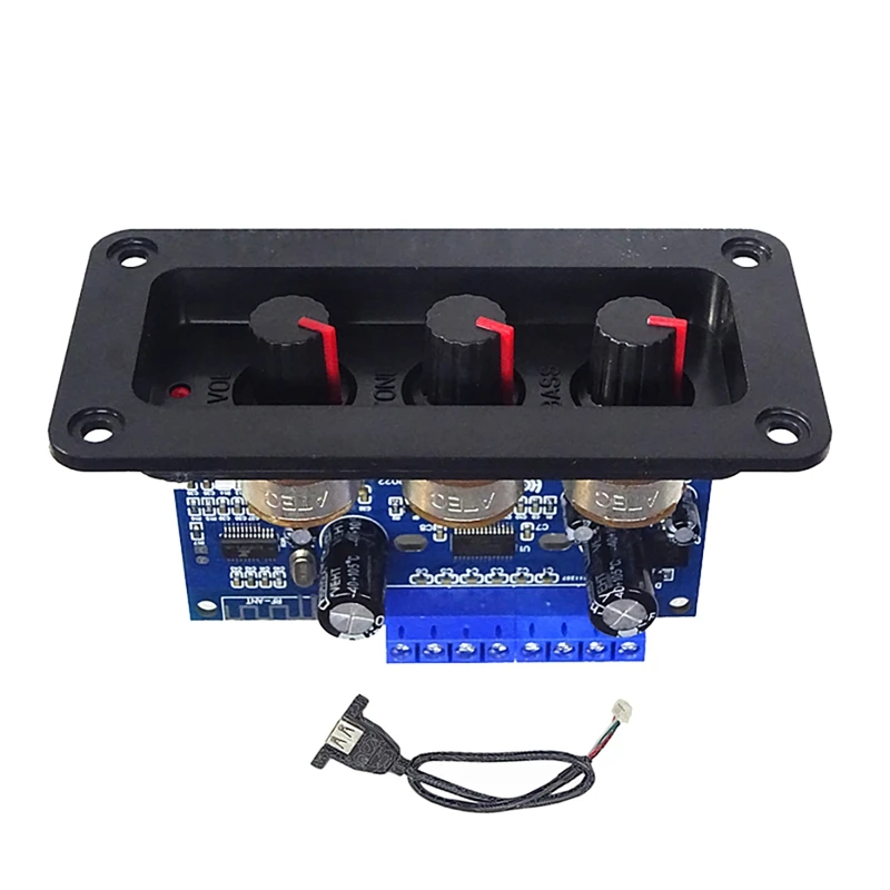 Placa amplificadora Digital con Bluetooth, 2,1 canales, 2x25W + 50W, BT5.0, Subwoofer, DC12-20V de placa de Audio Clase D con Cable USB