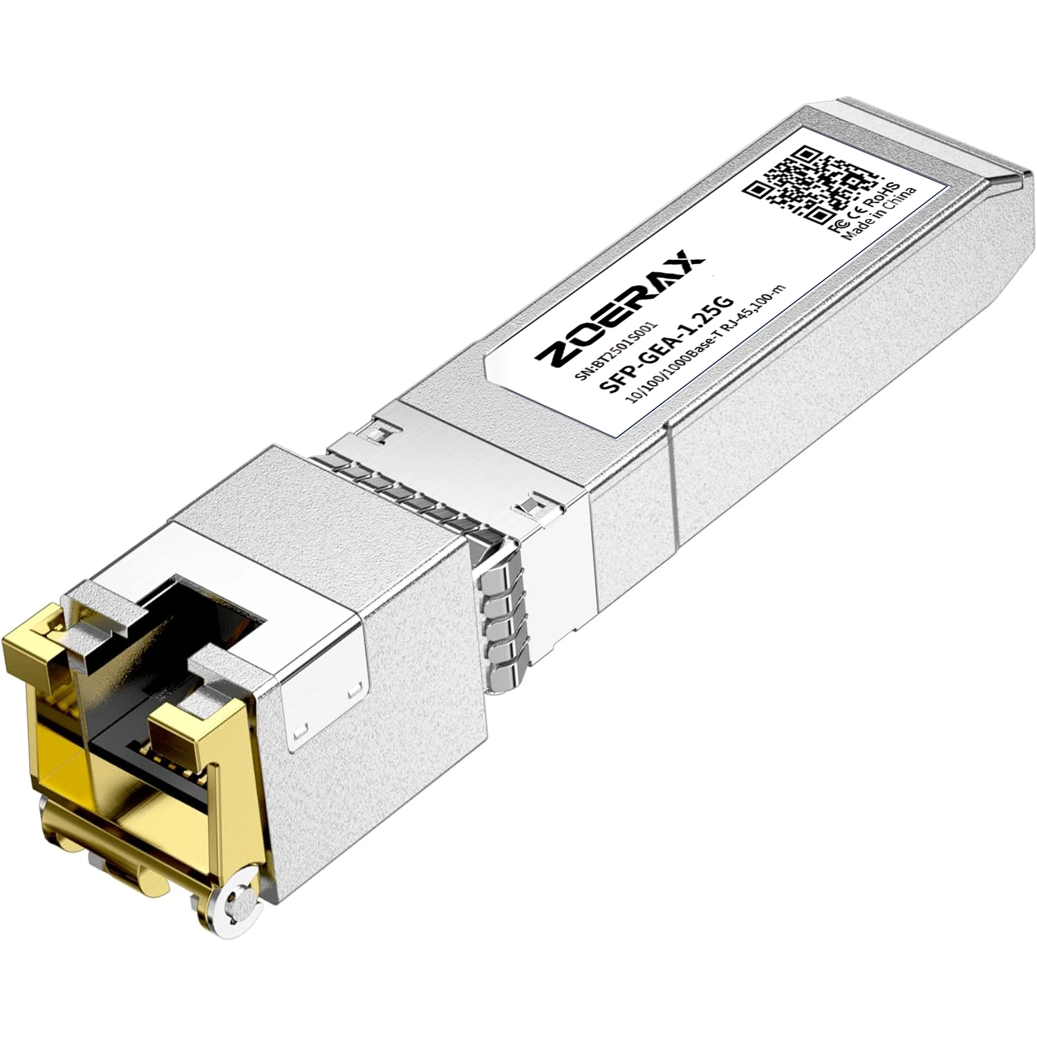 ZoeRax RJ45 SFP Transceiver-Modul 1.25/2.5/10G, unterstützt DDM, bis zu 100 m/30 m, Ethernet-Transceiver-Modul, kompatibel mit Cisco