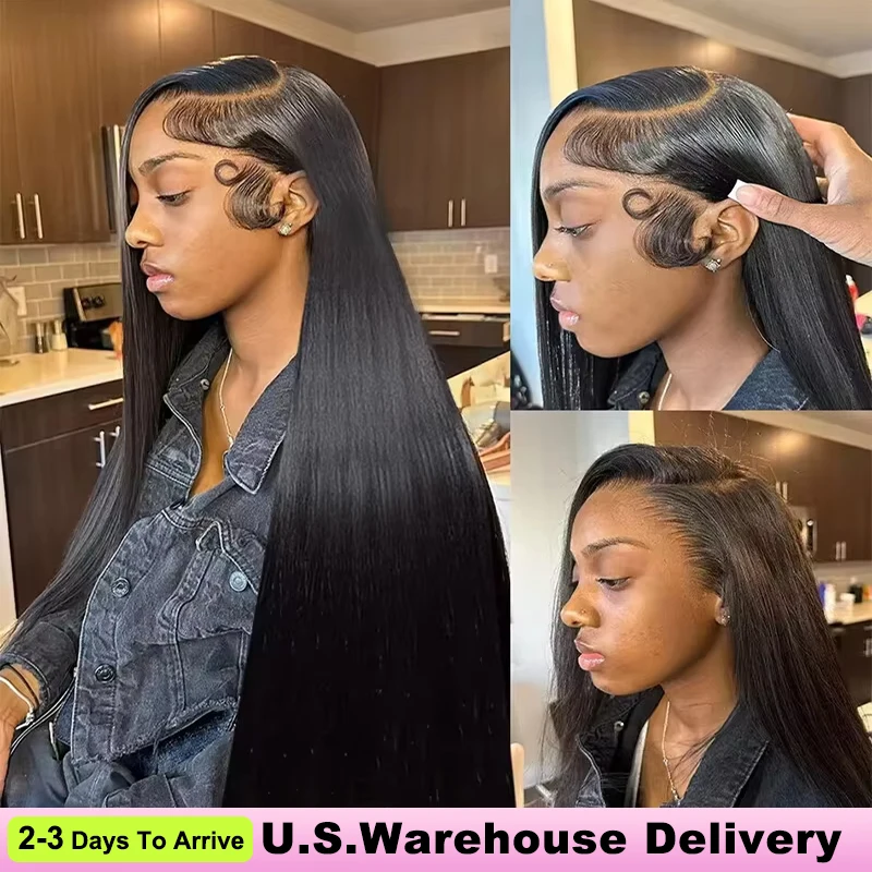 

40 50 Inch Straight Human Hair Wig 13x6 HD Lace Frontal 100% Human Hair Wigs 250 Density 13x5 Lace Front Pre Plucked Closure Wig