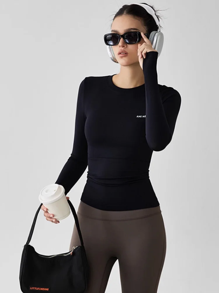 Dames Spor Long Sve Running Top Qui Dry Tight Fit Yoga Suit High Elastici Gym T-irt Stand Edition Sweat ng