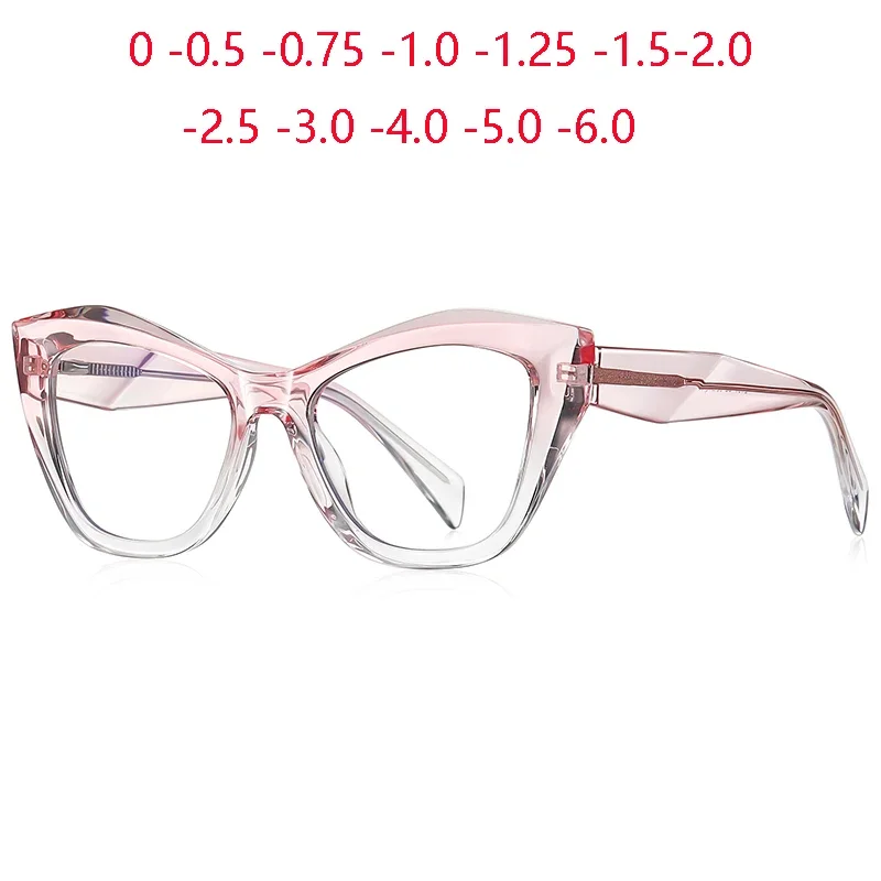 

Progressive Pink Frame Cat Eye Shortsighted Prescription Glasses Women Spring Hinge TR90 Myopia Eyeglasses 0 -0.5 -0.75 To -6.0