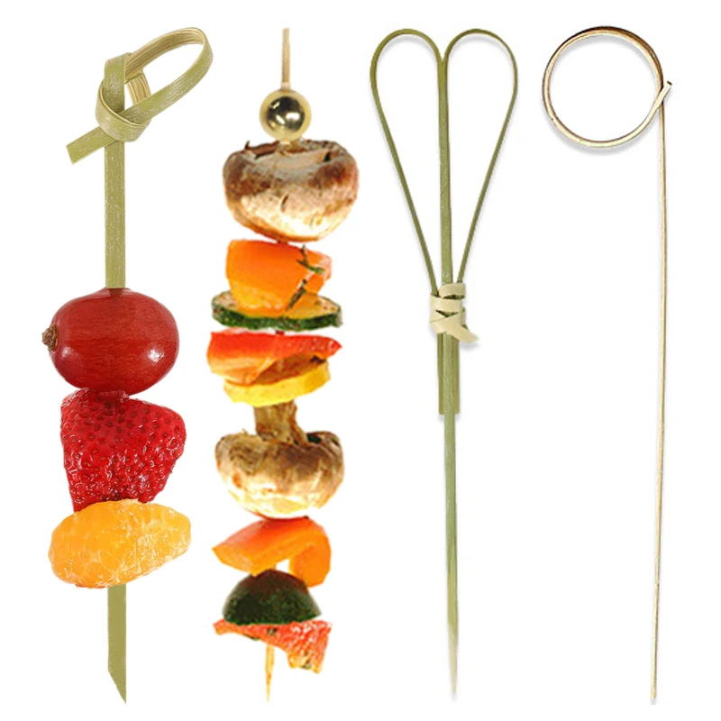 50/100 pçs varas de comida de bambu descartáveis buffet humber sobremesa garfos de frutas cocktail decoração vara aniversário festa de casamento suprimentos
