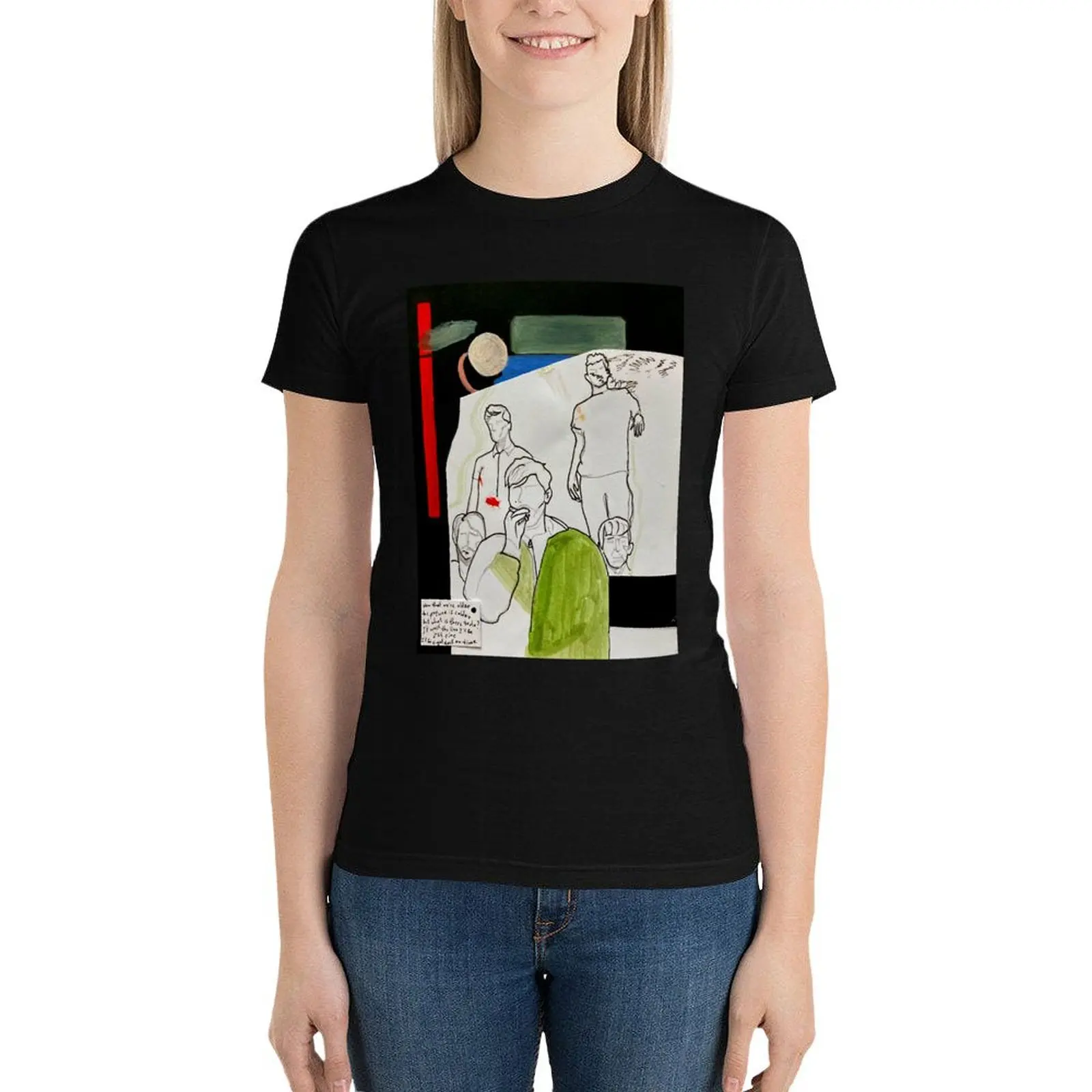 Veulens Band Illustratie Klassiek T-Shirt Vrouwelijke Kleding Zomer Kleding Tops Voor Vrouwen