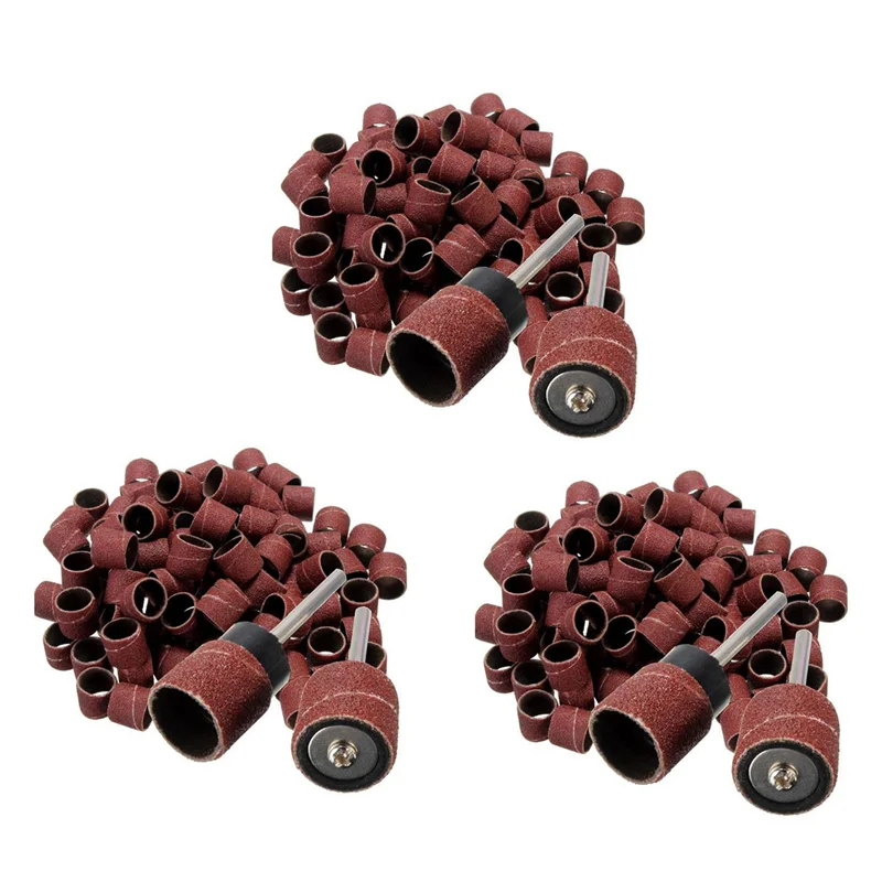 

300 шт. 1/2 дюйма полированное кольцо наждачной бумаги, полировальная абразивная лента из карбида кремния + 6 шт. поворотный патрон или оправки-AT30