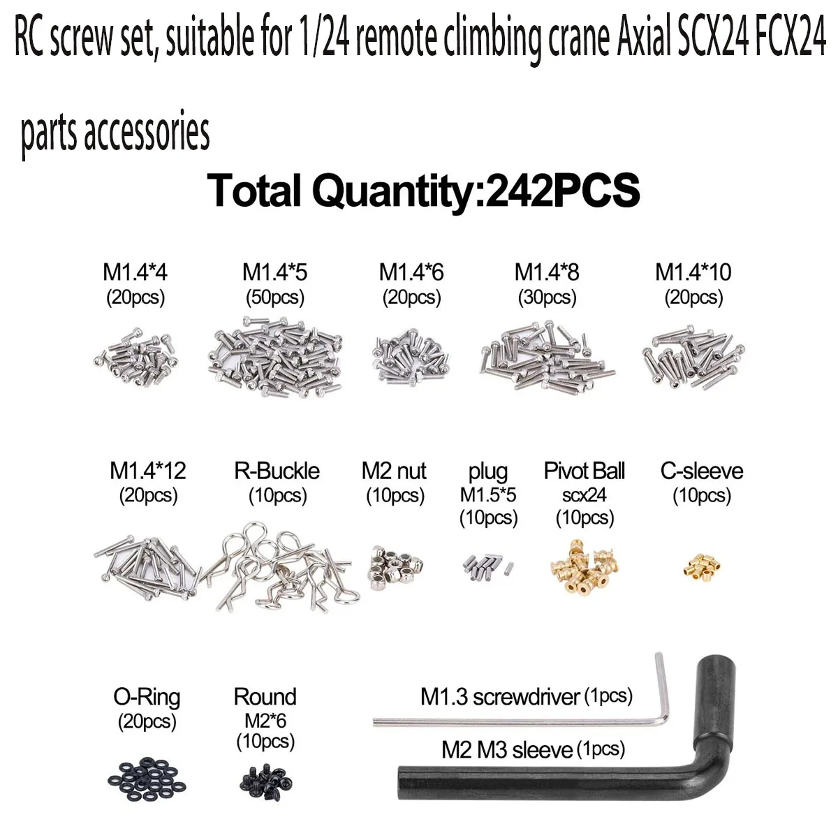 RC screw set, suitable for 1/24 remote climbing crane Axial SCX24 FCX24 parts accessories