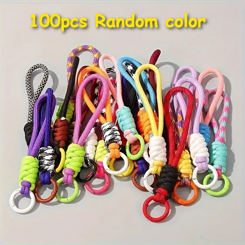 100 Pack Colorful Woven Keychains Nylon Water Bottle Lanyards Wristbands for Phones Cups Earphone Cases and Bags Cute Lanyards