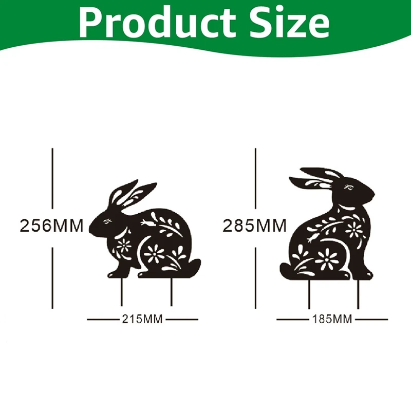 2 Pcs Bunny Garden Stakes Metal Bunny Stakes Metal Garden Rabbit Decorations Statues Creative Rabbit Silhouette Lawn