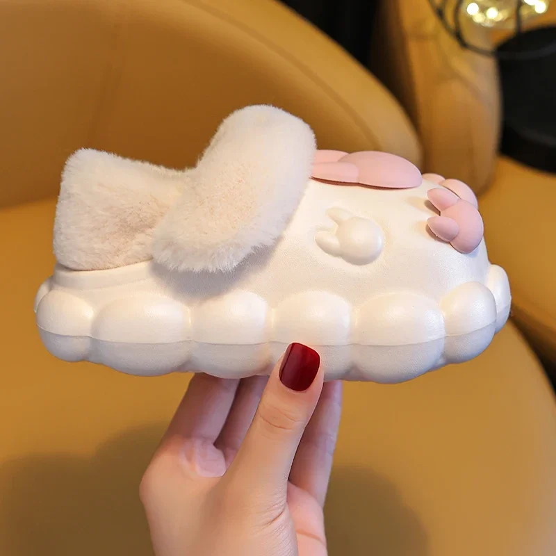 Boys Girls Cozy House Warm Plush Winter Cotton Slippers Kids Cute Indoor Shoes