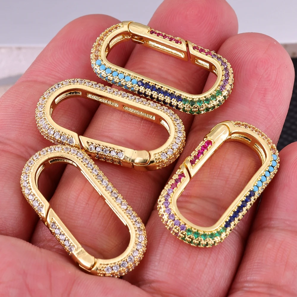 Juya 18K Gold Plated Fasteners Decoration Screw Bolt Lock Carabiner Clasps Accessories For DIY Locket Pendant Jewlery Making