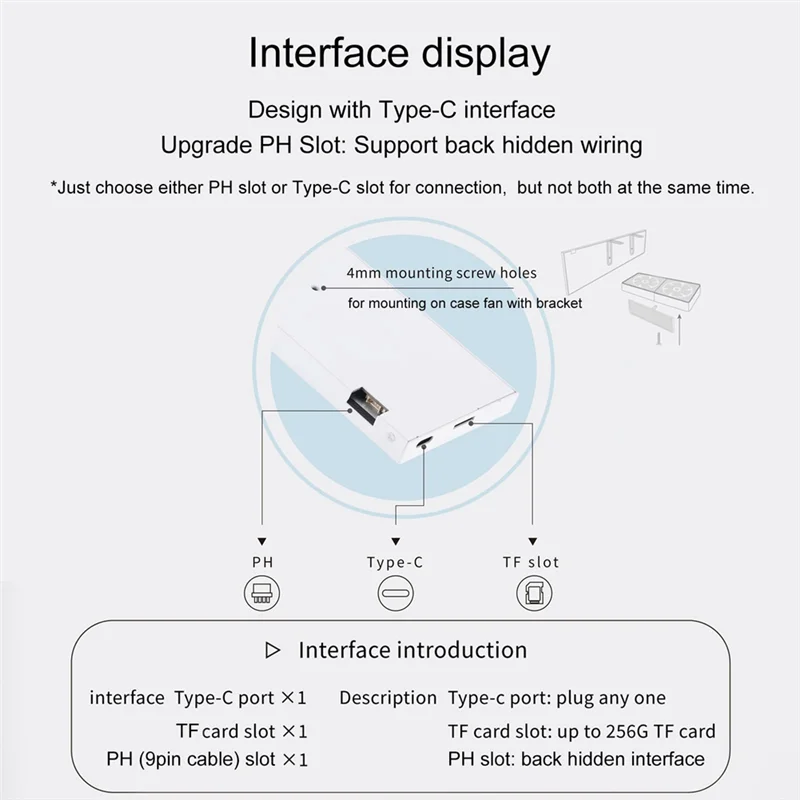 A42Z-8.8Inch Computer Temp Monitor (Dynamic Theme Supported), IPS Type C Secondary Screen CPU RAM HDD Data FPS Monitor