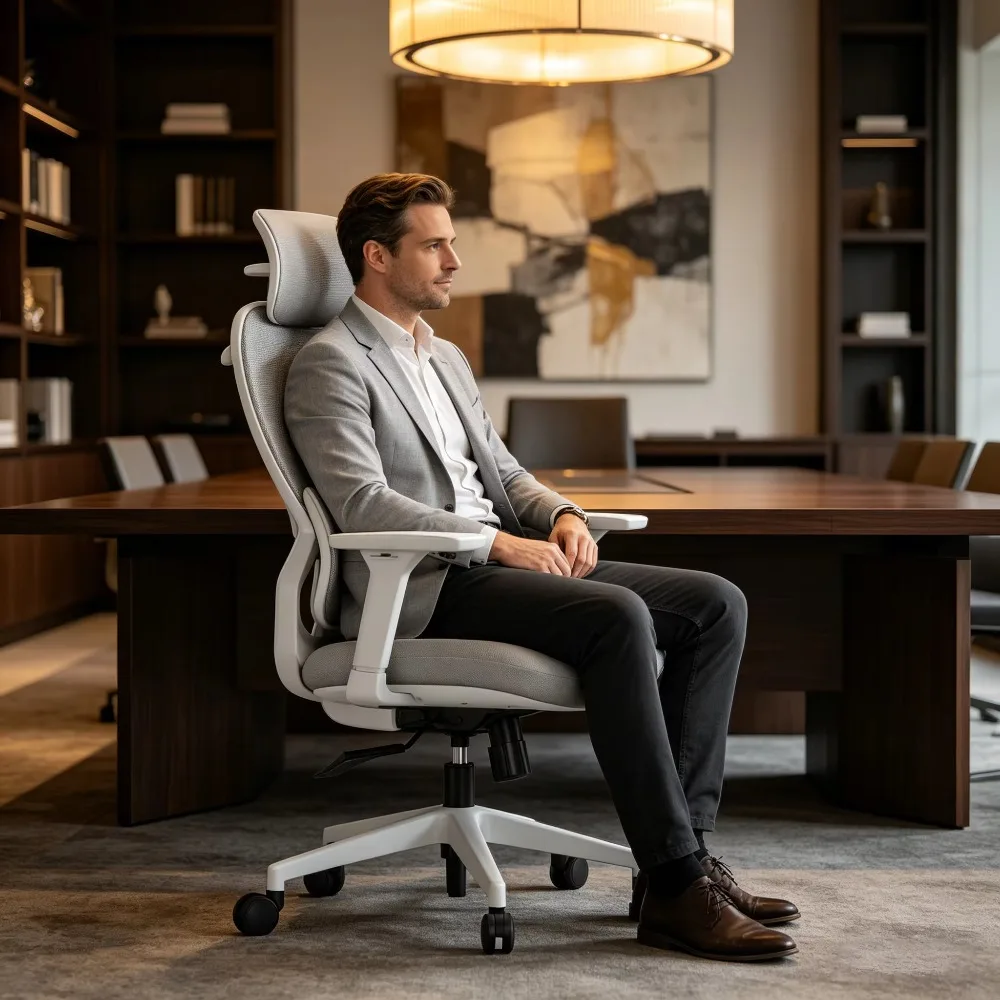 2026 New Model Ergonomic Full-Body Office Chair with Adjustable High Backrest Headrest and Adjustable Executive Boss OfficeChair