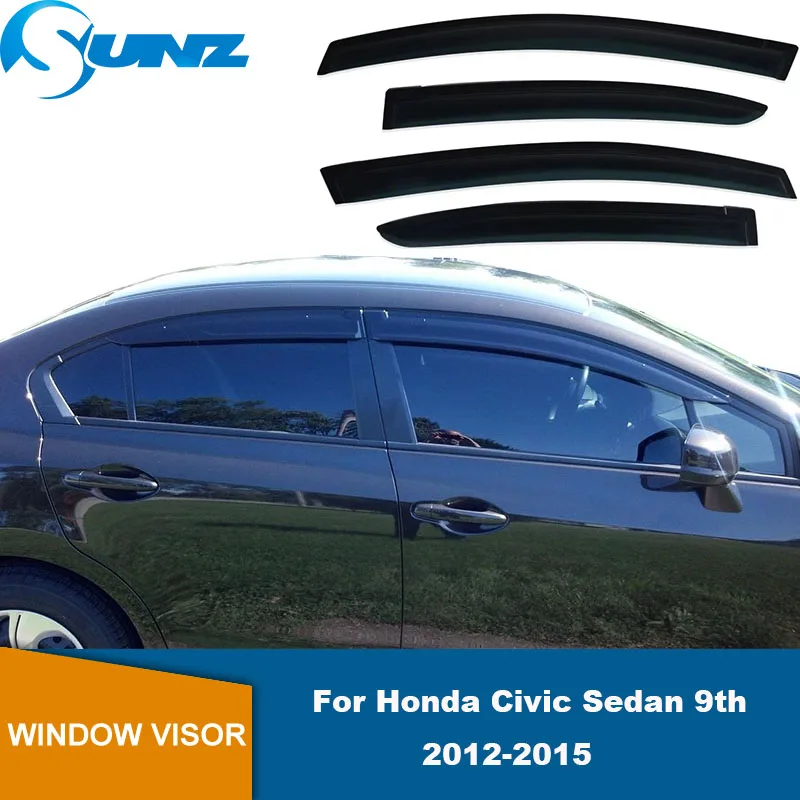 

Car Window Visors For Honda Civic Sedan 9th 2012 2013 2014 2015 Waterproof Side Wind Rain Visors Deflector Shades Shelter