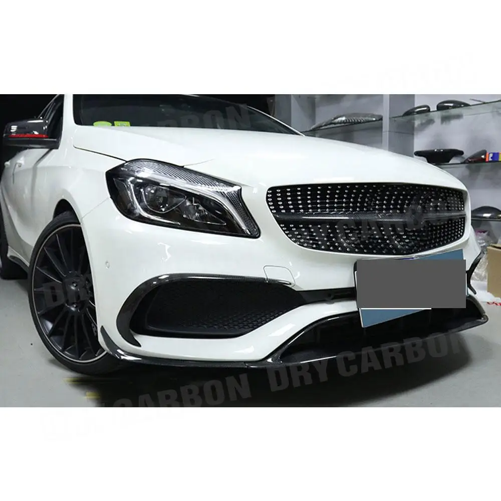 

Carbon Fiber Front Lip Spoiler Splitters For Benz A Class W176 A200 A250 A45 AMG 2016+ Car Bodykit Side Canards Trims Decoration