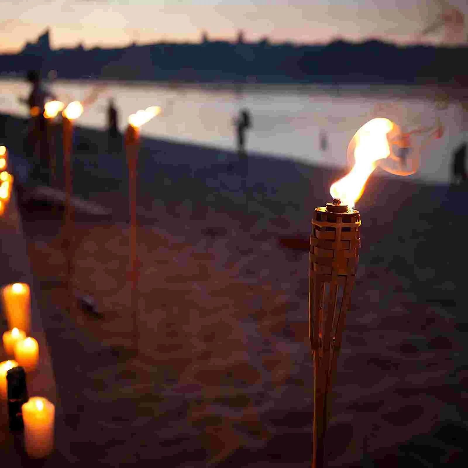 Tocha tecida bambu, ao ar livre, paisagem, caminho, luz, jardim, Natal, cor aleatória