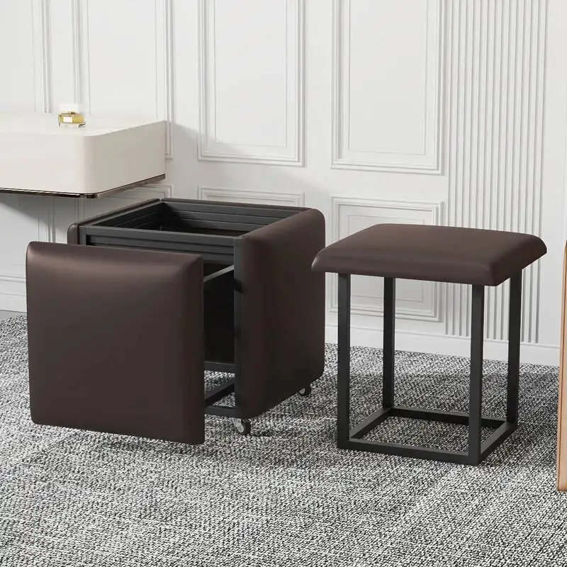 

Combination Stools Nordic Cube For Home Folding 5 In 1 Sofa Soft Dining Stool Stackable Living Room Coffee Table Make Up Chairs