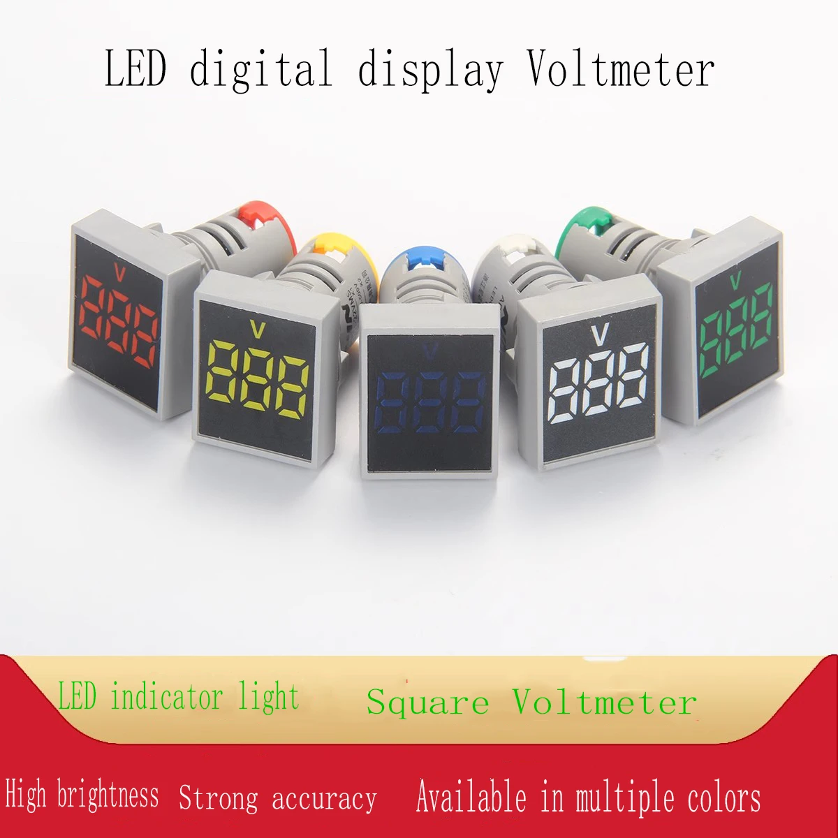 1Pcs AD101-22VMS 22mm Square Ordinary Film Digital Display AC Voltmeter Signal Light Indicator LED Highlight Aperture AD16-22VM