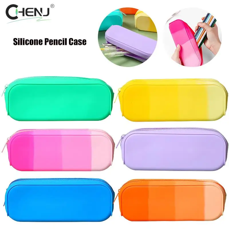 impermeavel soft silicone pencil case papelaria de grande capacidade portatil estudantes da escola presentes 1pc 01