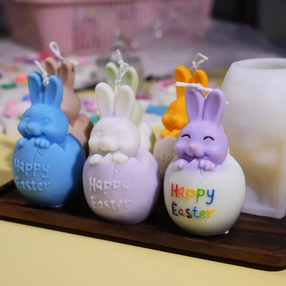 3D Eierschale Kaninchen Silikon Duftkerze Form DIY Ostern Tier Harz Form Hase Seife, Der Werkzeug Handwerk Geschenke Party Decor