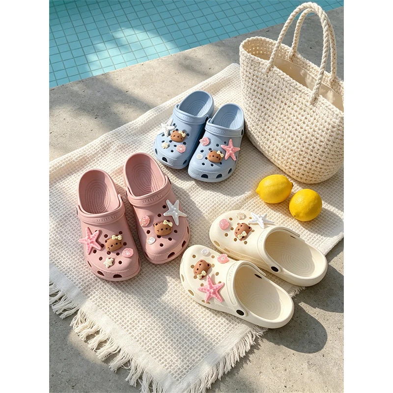 Women's Summer New Multi-color Versatile DIY Garden Shoes Non-slip Breathable Casual Cute Comfortable Baotou Beach Slippers