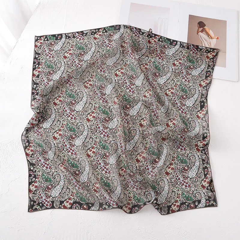 

100% Silk Square Scarf for Women 2026 Luxury Brand Vintage Paisley Print Neck Scarves Neck Warmer Woman Accessory