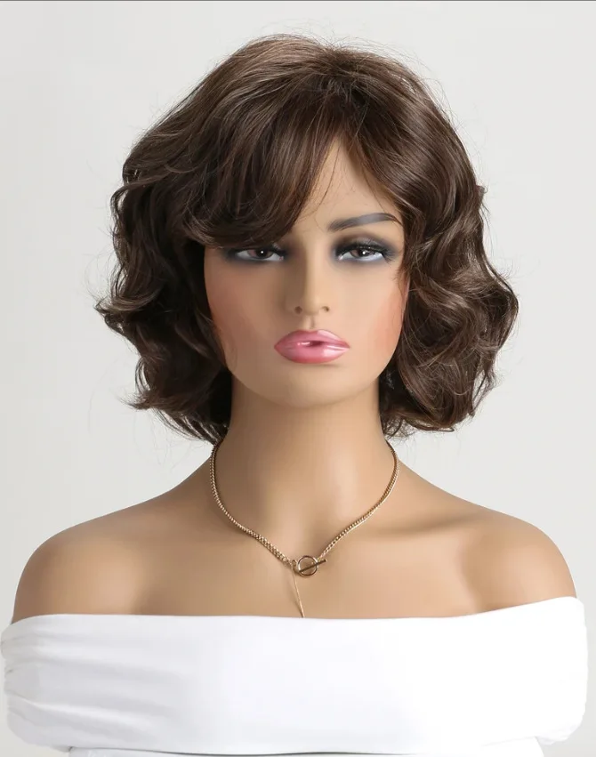 Classic Retro Bangs Hairstyle, 2026 New Gift For Mom, Personalized Black Short Wig