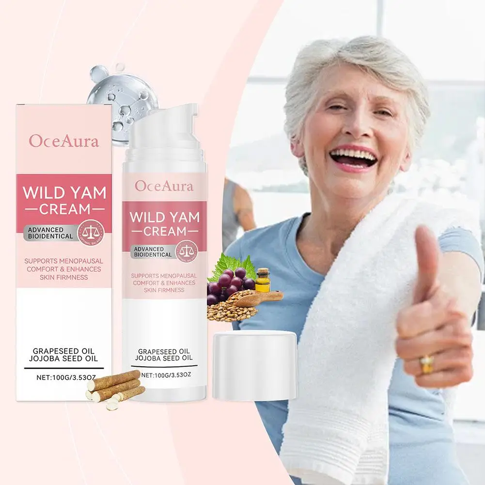 

﻿ 100g Menopausal Estrogen Balancing Cream Soothing Reduce Hot Flashes Women Body Wild Yam Cream Beuty Product Free Shipping