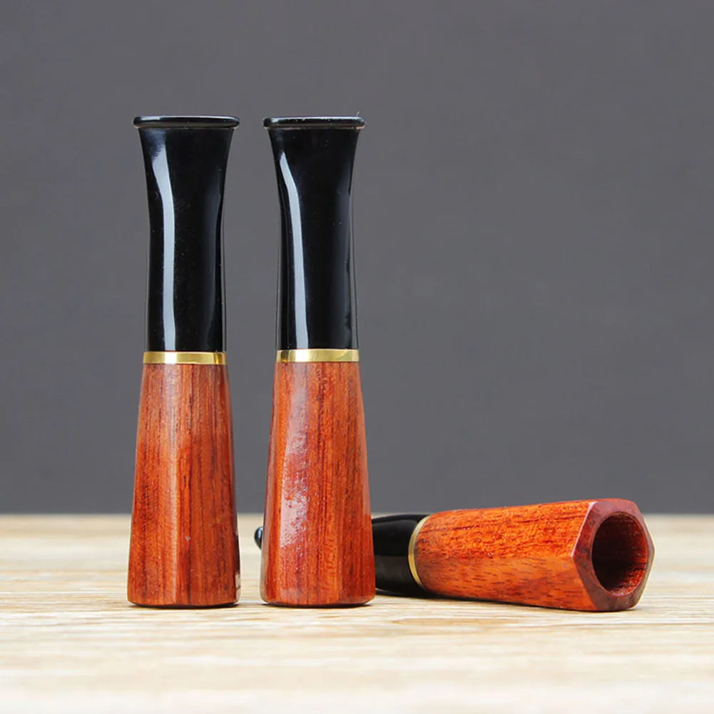 Wooden Cigar Mouthpiece Holder Tip Pear Wood Reusable Cigar Tip with Filter Washable Cigar Holder Filter Bite Mouthpiece Tip