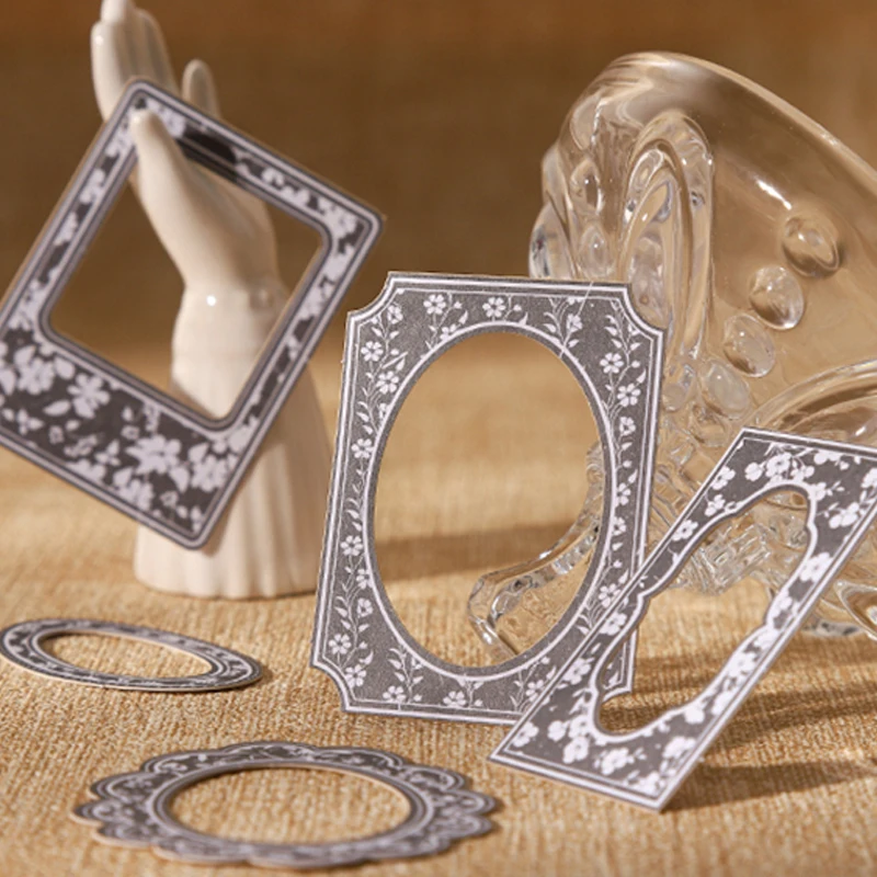 Mr.Paper 20Pcs/Bag Frame Collection Series Hollow Border Sticker Vintage Lace Frame for DIY Journal Scrapbook Card Making Dairy