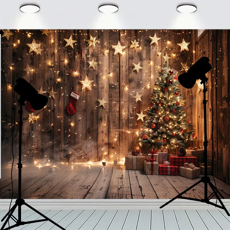 Living Room Decoration Christmas Day Photo Studio Background Window Winter Snow Family Party New Year Photography Backdrop AG-06