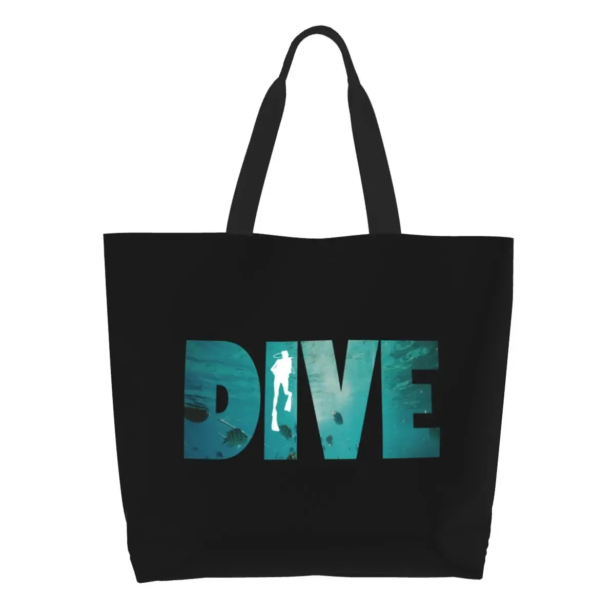 

Fashion Printed Dive Shopping Tote Bag Reusable Canvas Shoulder Shopper Scuba Diving Handbag