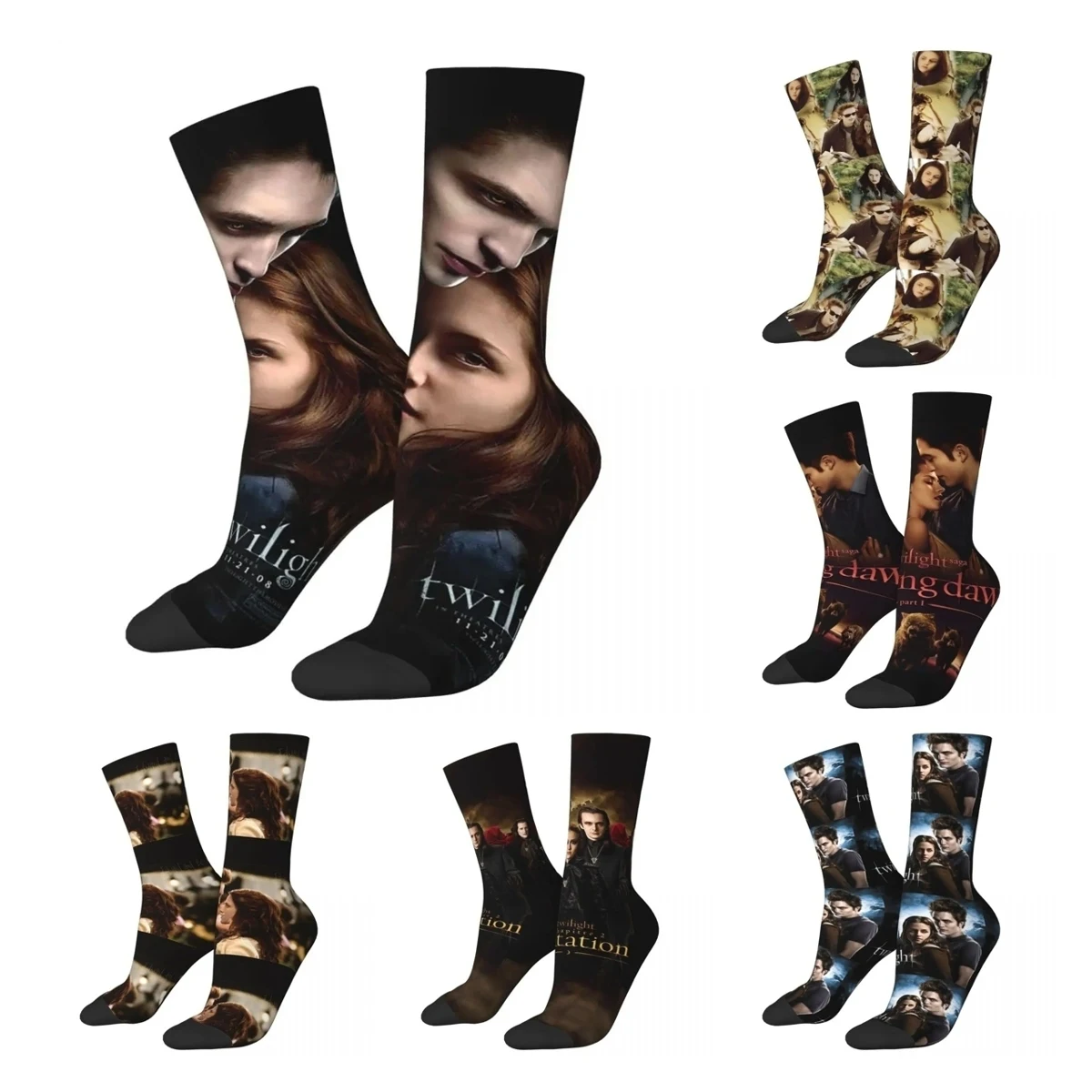 Happy Male Men Socks The Twilight Saga Breaking Dawn Sock Edward Bella Vampire Graphic Women Sock Spring Summer Autumn Winter