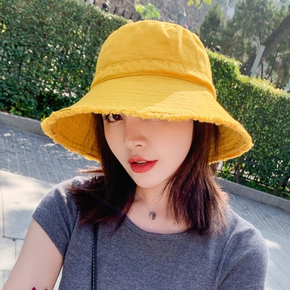 

Casual Adjustable Denim Bucket Hat Big Brimmed Sunscreen Jeans Fisherman Hat Korean Style Visor Sunscreen Hat Outdoor
