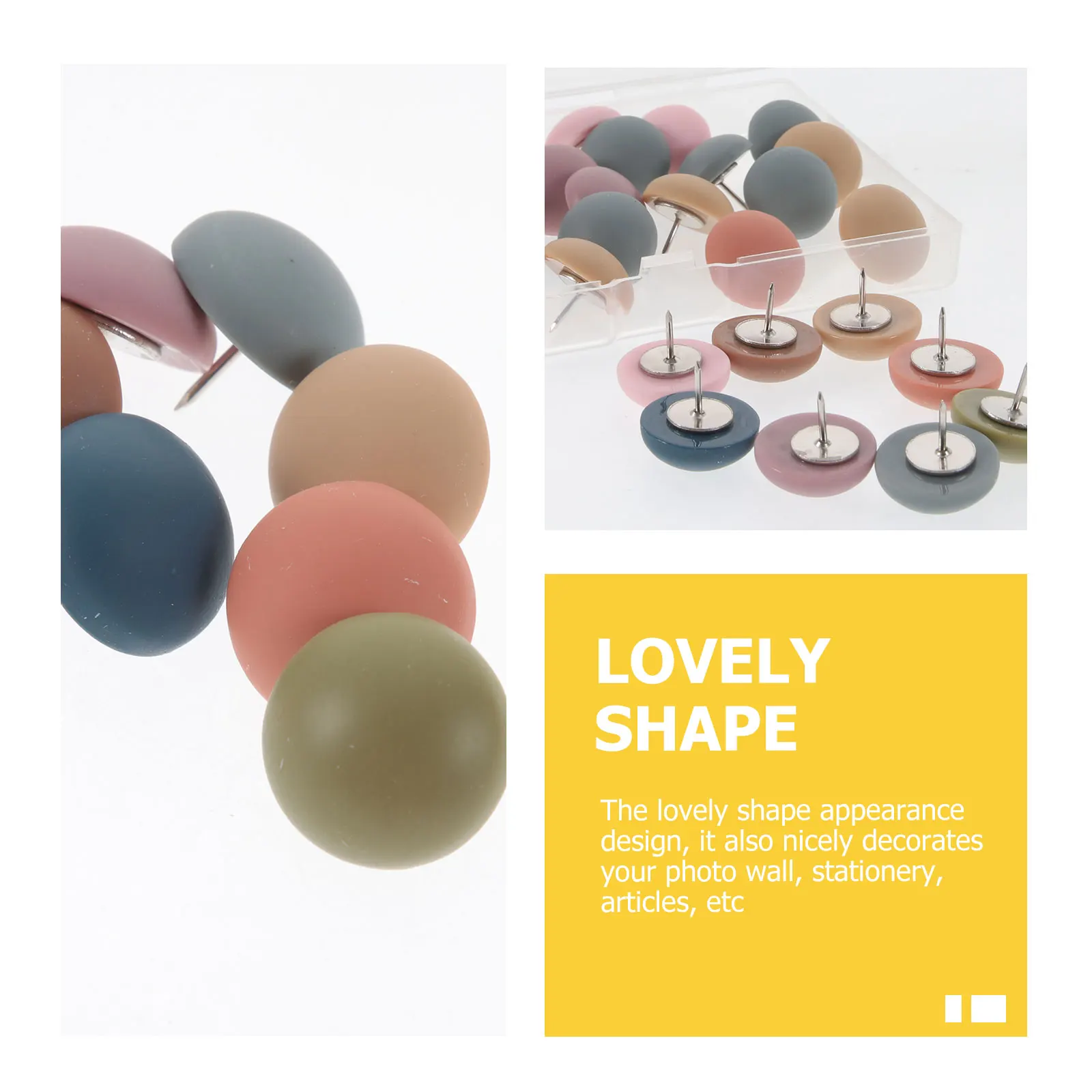 

30pcs Photo Wall Pushpins Cute Resin Semicircle Thumb Tacks Portable Map Nails Corkboard Supplies Office Decor