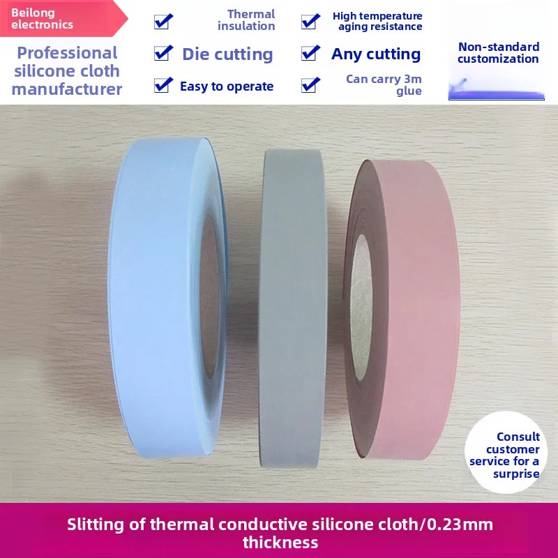 

Pink/Gray Silicone Cloth - 0.23×20/25/30mm Multiple Sizes, Slittable Insulating Silicone Fabric, Customizable
