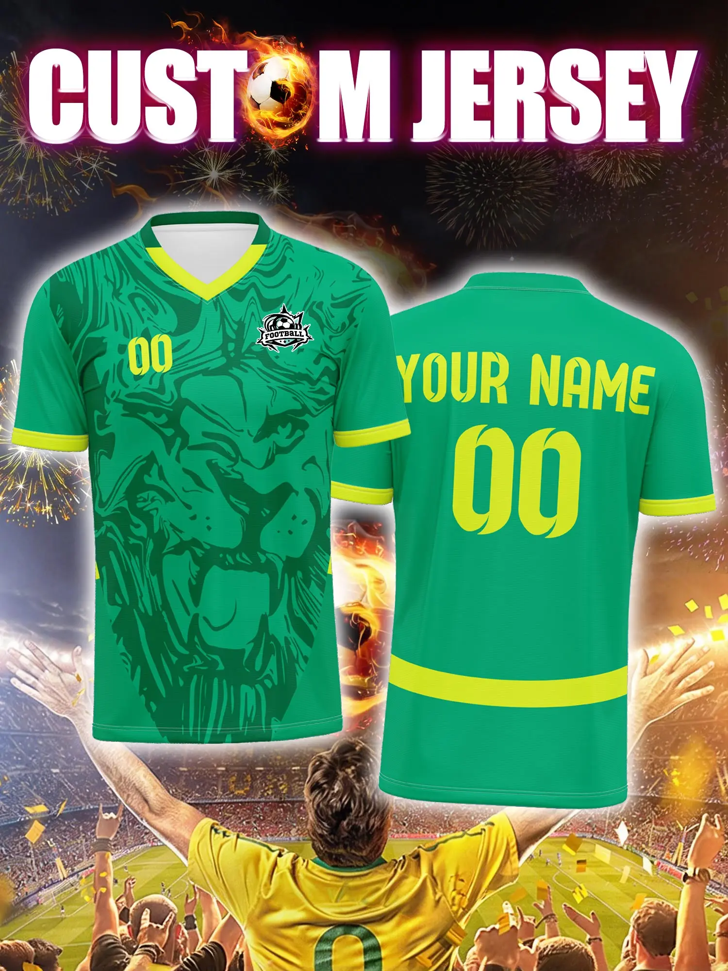 

Футболка для футбола с индивидуальным изображением, номером и именем, из высококачественной полиэстеровой спортивной ткани.