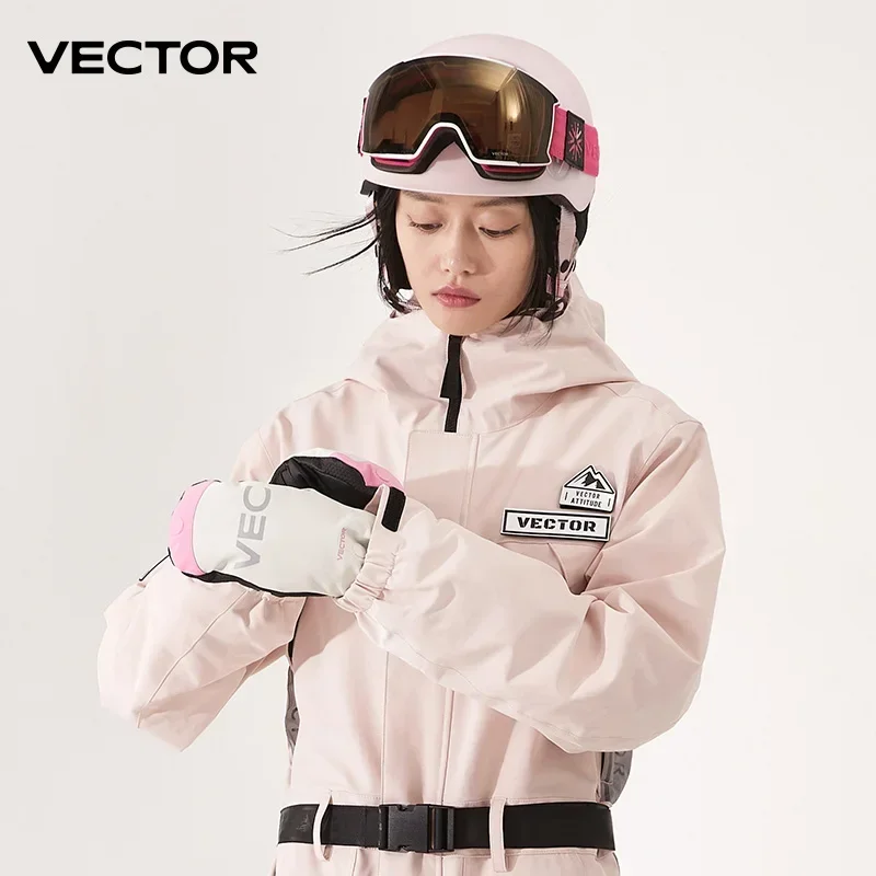 Vector Women\'s Men\'s Outdoor Double Board Snowboarding Waterproof Wear-resistant Semi Detachable Gloves 3M Cotton