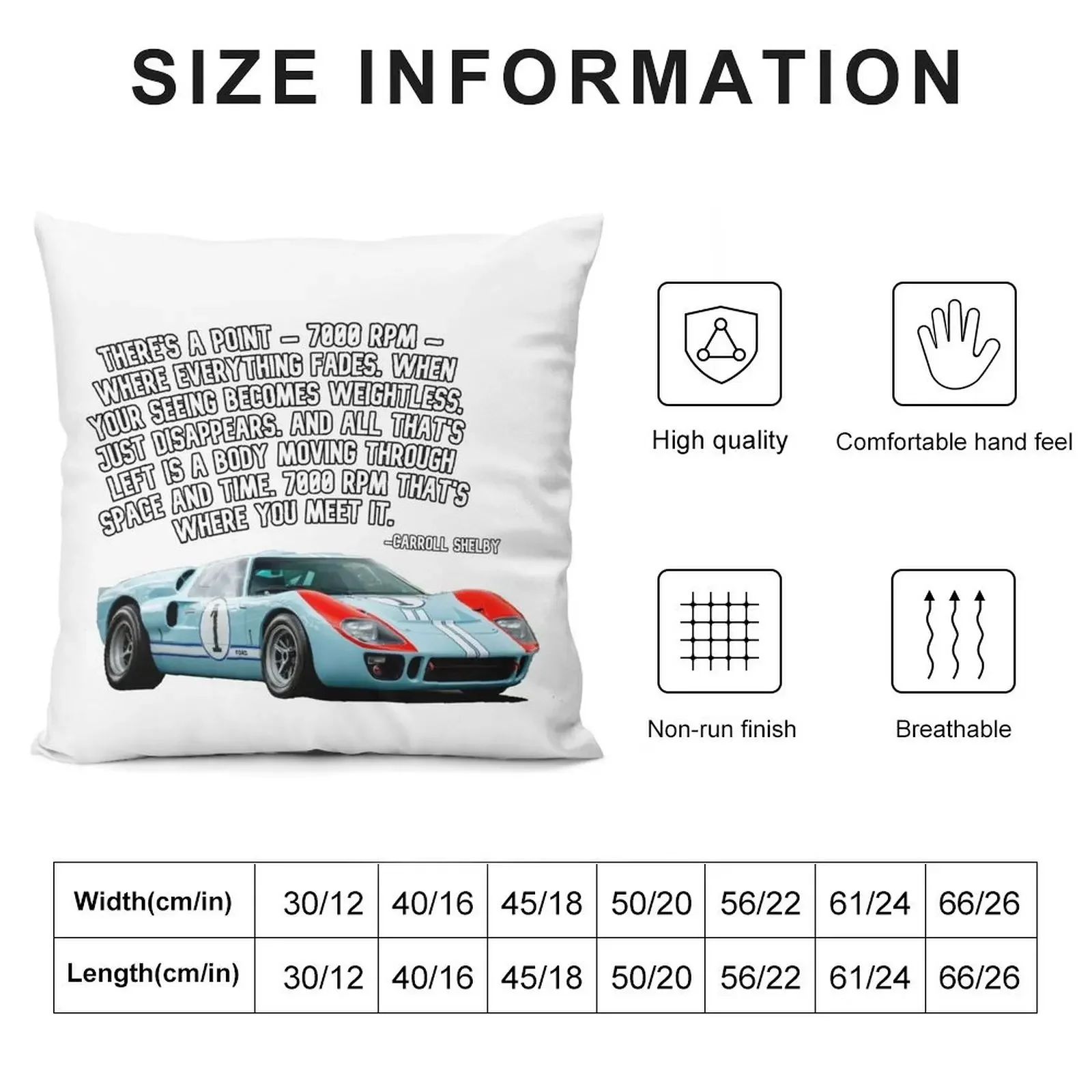 7000 RPM Carroll Shelby Quote Throw Pillow autumn pillowcase christmas decorations 2025 Throw Pillow Covers pillow