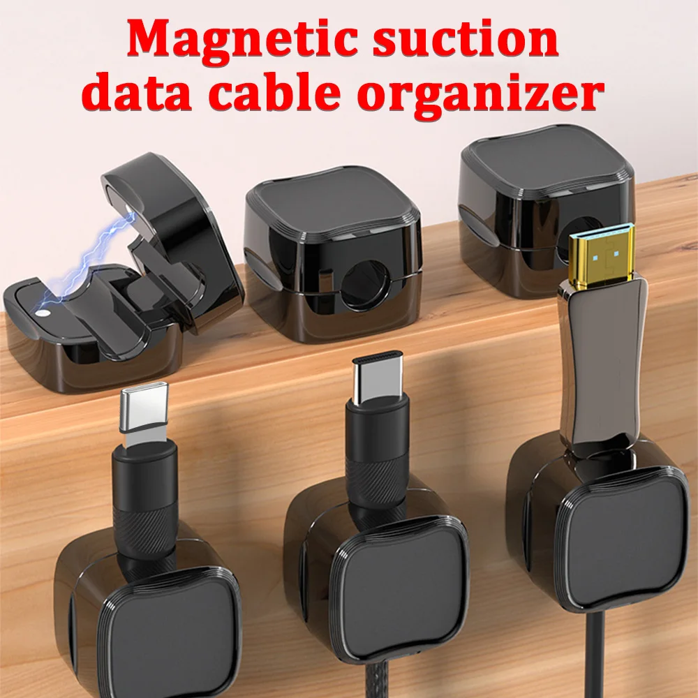 Magnetic Phone Cable Clips Cable Smooth Adjustable Cord Holder Under Desk Cable Management Wire Keeper Cable Organizer Holder