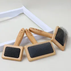 Pet Dog Brush Bamboo Comb Shedding Hair Remove Needle Cat Brush Combs Grooming Tool for Dog Pet Cleaning Supplies Accessories