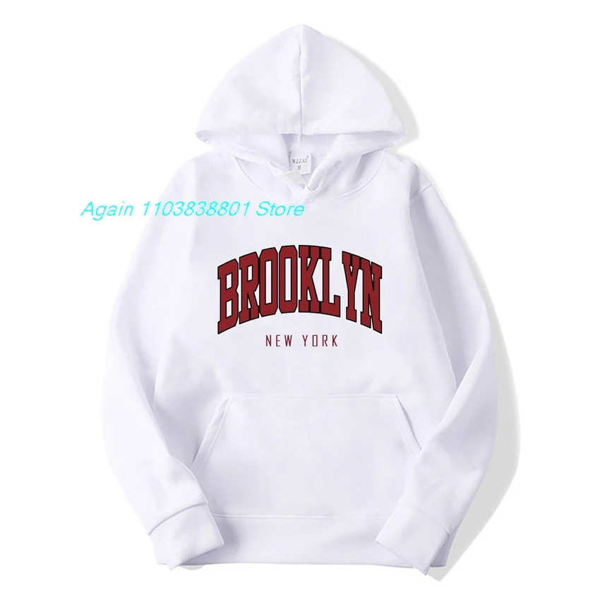 Brooklyn 1898 New York City Letter Print Man Pullovers Autumn Kawaii Hoodie Trend  Loose Sweatshirt Autumn Warm Sportswear