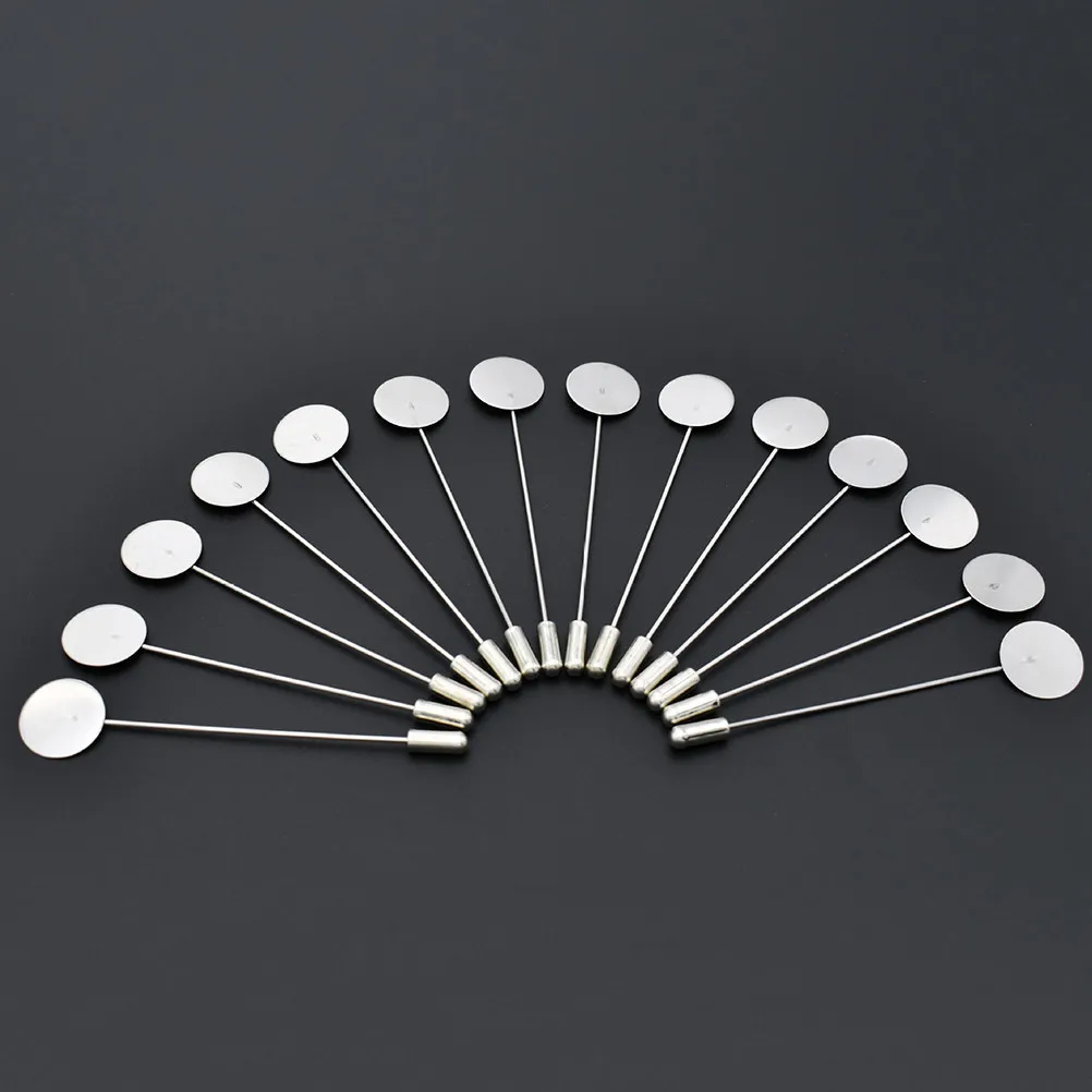 10Pcs Stainless Steel Lapel Pins Round Tray Brooch Pins for Men Women Suit Tie Jacket Corsage Bouquet Boutonniere DIY Costume